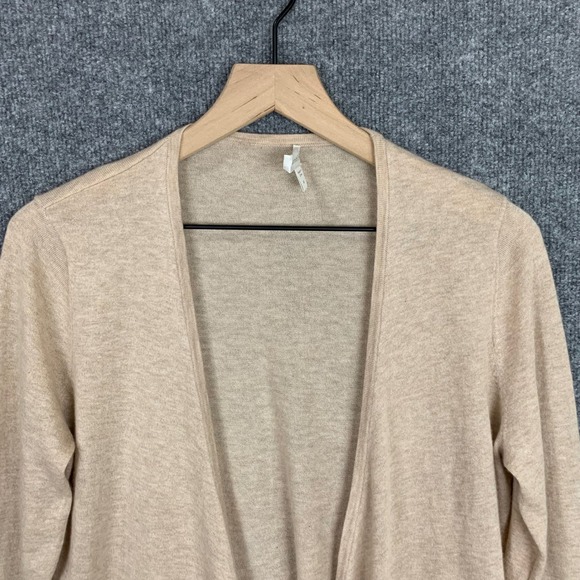 Garnet Hill Cashmere Women's Beige Knit Tie Front Cardigan Sweater Size M - Picture 3 of 10